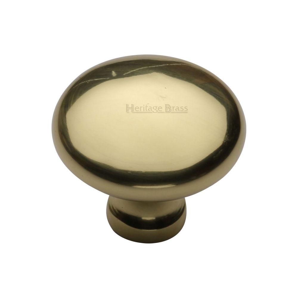 This is an image of a Heritage Brass - Cabinet Knob Victorian Round Design 38mm Polished Brass Finish, c113-38-pb that is available to order from T.H Wiggans Ironmongery in Kendal.