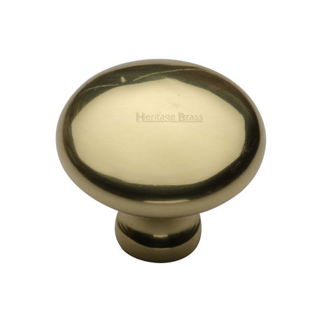 This is an image of a Heritage Brass - Cabinet Knob Victorian Round Design 38mm Polished Brass Finish, c113-38-pb that is available to order from T.H Wiggans Ironmongery in Kendal.