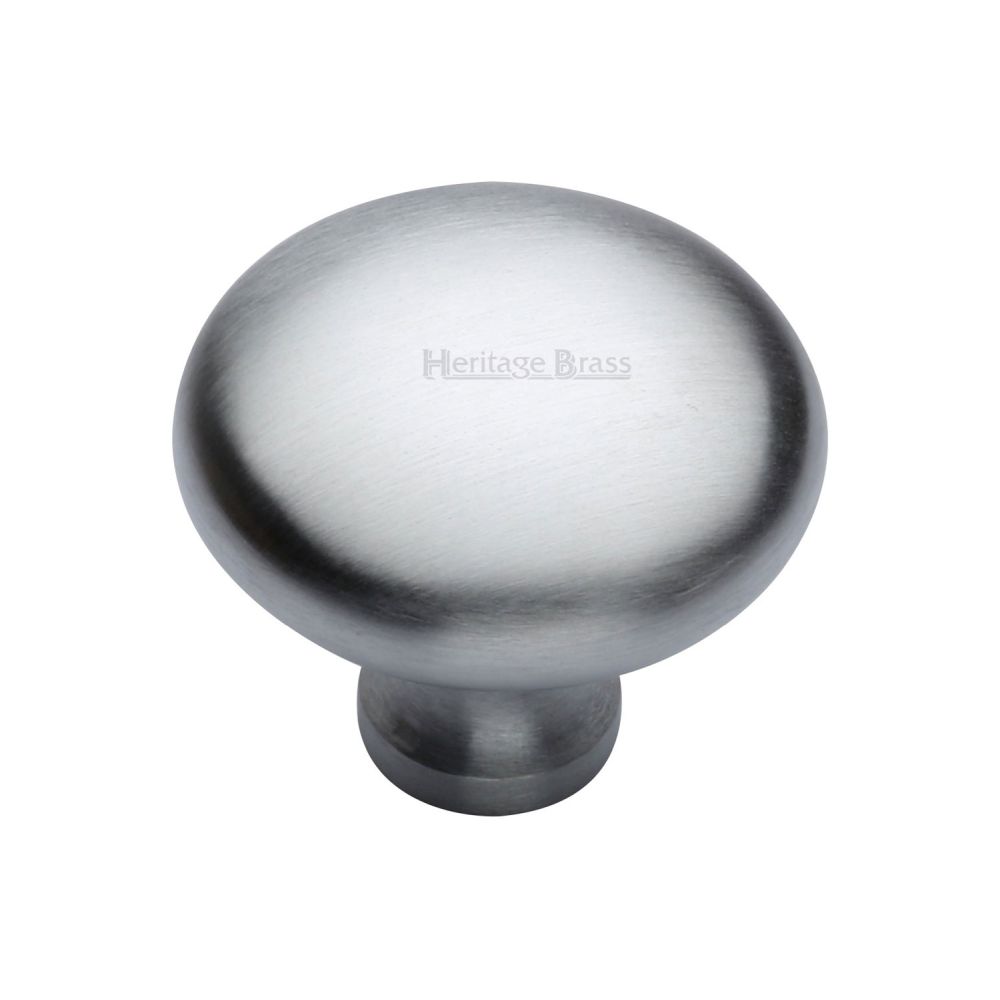 This is an image of a Heritage Brass - Cabinet Knob Victorian Round Design 38mm Satin Chrome Finish, c113-38-sc that is available to order from T.H Wiggans Ironmongery in Kendal.