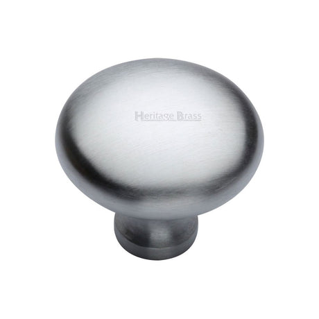 This is an image of a Heritage Brass - Cabinet Knob Victorian Round Design 38mm Satin Chrome Finish, c113-38-sc that is available to order from T.H Wiggans Ironmongery in Kendal.