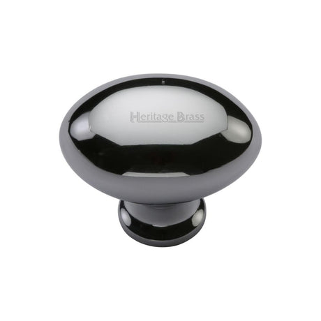 This is an image of a Heritage Brass - Cabinet Knob Victorian Oval Design 32mm Polished Chrome Finish, c114-32-pc that is available to order from T.H Wiggans Ironmongery in Kendal.