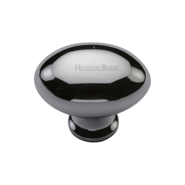 This is an image of a Heritage Brass - Cabinet Knob Victorian Oval Design 32mm Polished Chrome Finish, c114-32-pc that is available to order from T.H Wiggans Ironmongery in Kendal.