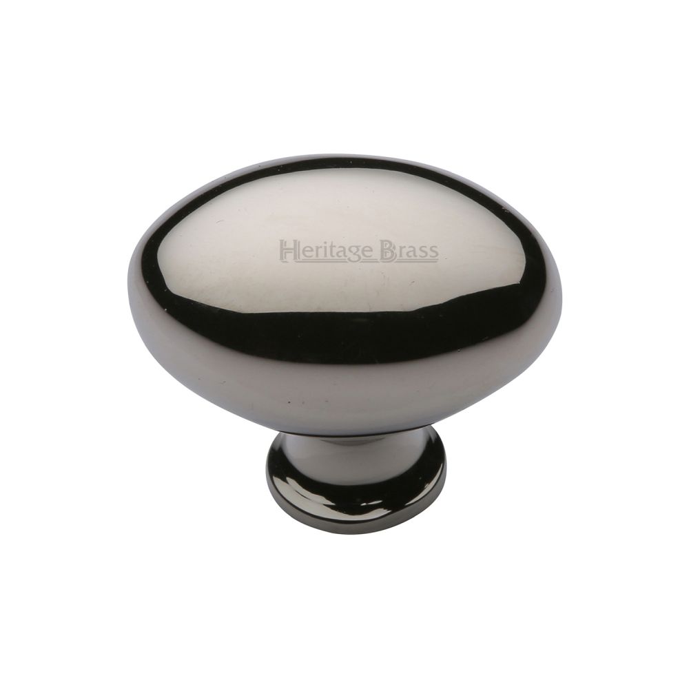 This is an image of a Heritage Brass - Cabinet Knob Victorian Oval Design 32mm Polished Nickel Finish, c114-32-pnf that is available to order from T.H Wiggans Ironmongery in Kendal.