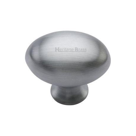 This is an image of a Heritage Brass - Cabinet Knob Victorian Oval Design 32mm Satin Chrome Finish, c114-32-sc that is available to order from T.H Wiggans Ironmongery in Kendal.