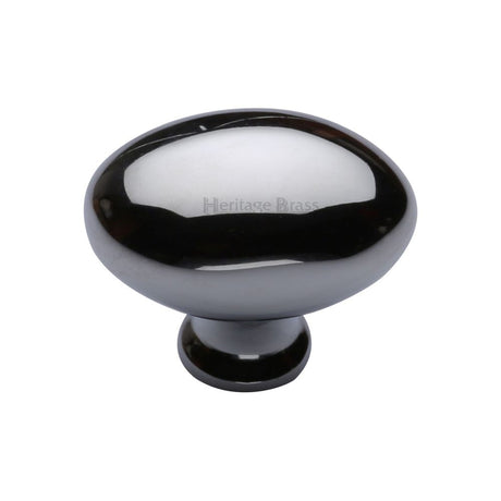 This is an image of a Heritage Brass - Cabinet Knob Victorian Oval Design 38mm Polished Chrome Finish, c114-38-pc that is available to order from T.H Wiggans Ironmongery in Kendal.