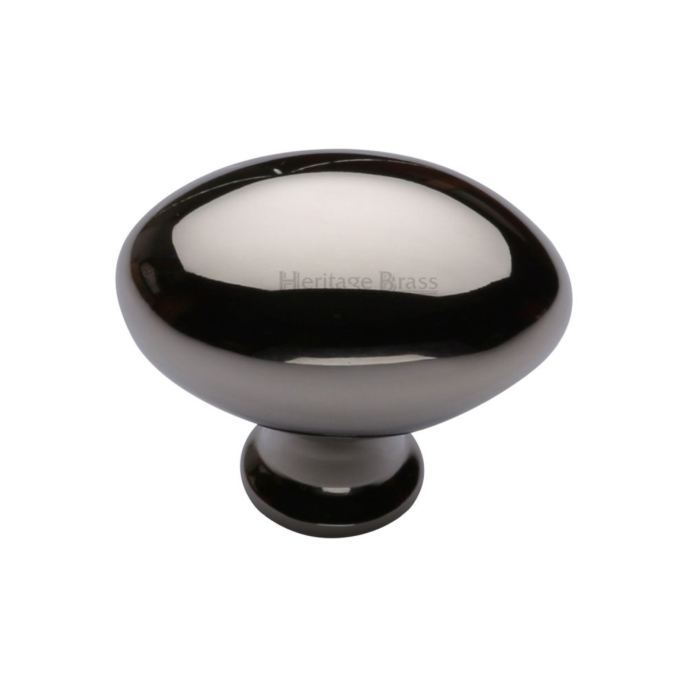 This is an image of a Heritage Brass - Cabinet Knob Victorian Oval Design 38mm Polished Nickel Finish, c114-38-pnf that is available to order from T.H Wiggans Ironmongery in Kendal.