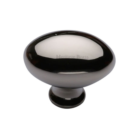 This is an image of a Heritage Brass - Cabinet Knob Victorian Oval Design 38mm Polished Nickel Finish, c114-38-pnf that is available to order from T.H Wiggans Ironmongery in Kendal.
