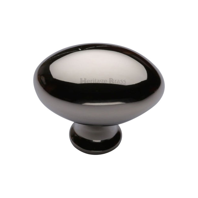 This is an image of a Heritage Brass - Cabinet Knob Victorian Oval Design 38mm Polished Nickel Finish, c114-38-pnf that is available to order from T.H Wiggans Ironmongery in Kendal.