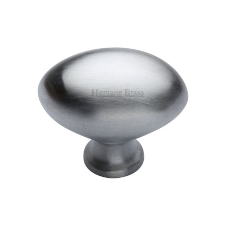 This is an image of a Heritage Brass - Cabinet Knob Victorian Oval Design 38mm Satin Chrome Finish, c114-38-sc that is available to order from T.H Wiggans Ironmongery in Kendal.
