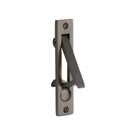 This is an image of a Heritage Brass - Pocket Door Edge Pull Matt Bronze Finish, c1165-mb that is available to order from T.H Wiggans Ironmongery in Kendal.