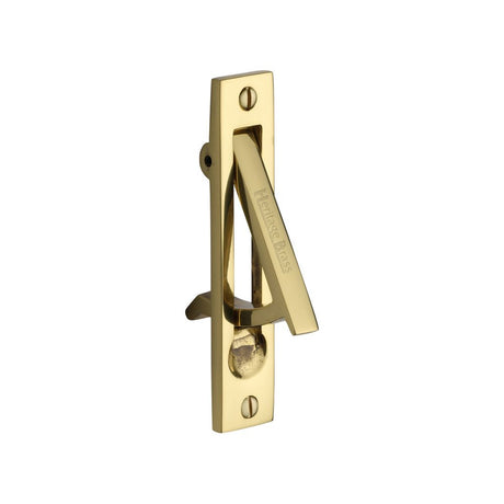 This is an image of a Heritage Brass - Pocket Door Edge Pull Polished Brass Finish, c1165-pb that is available to order from T.H Wiggans Ironmongery in Kendal.