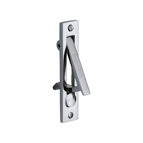 This is an image of a Heritage Brass - Pocket Door Edge Pull Polished Chrome Finish, c1165-pc that is available to order from T.H Wiggans Ironmongery in Kendal.