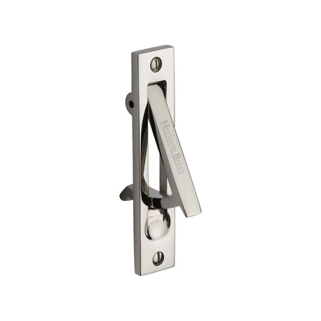 This is an image of a Heritage Brass - Pocket Door Edge Pull Polished Nickel Finish, c1165-pnf that is available to order from T.H Wiggans Ironmongery in Kendal.