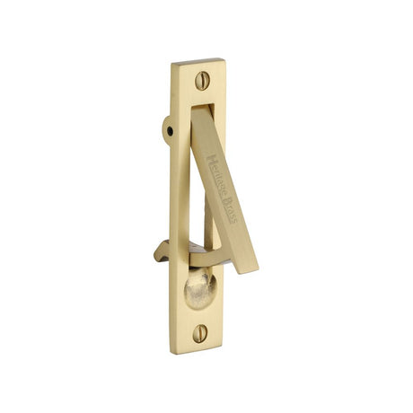 This is an image of a Heritage Brass - Pocket Door Edge Pull Satin Brass Finish, c1165-sb that is available to order from T.H Wiggans Ironmongery in Kendal.