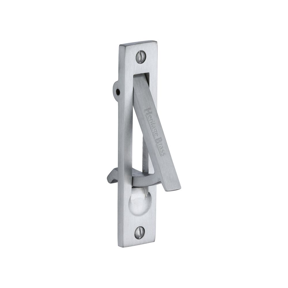 This is an image of a Heritage Brass - Pocket Door Edge Pull Satin Chrome Finish, c1165-sc that is available to order from T.H Wiggans Ironmongery in Kendal.