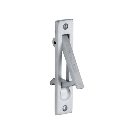 This is an image of a Heritage Brass - Pocket Door Edge Pull Satin Chrome Finish, c1165-sc that is available to order from T.H Wiggans Ironmongery in Kendal.