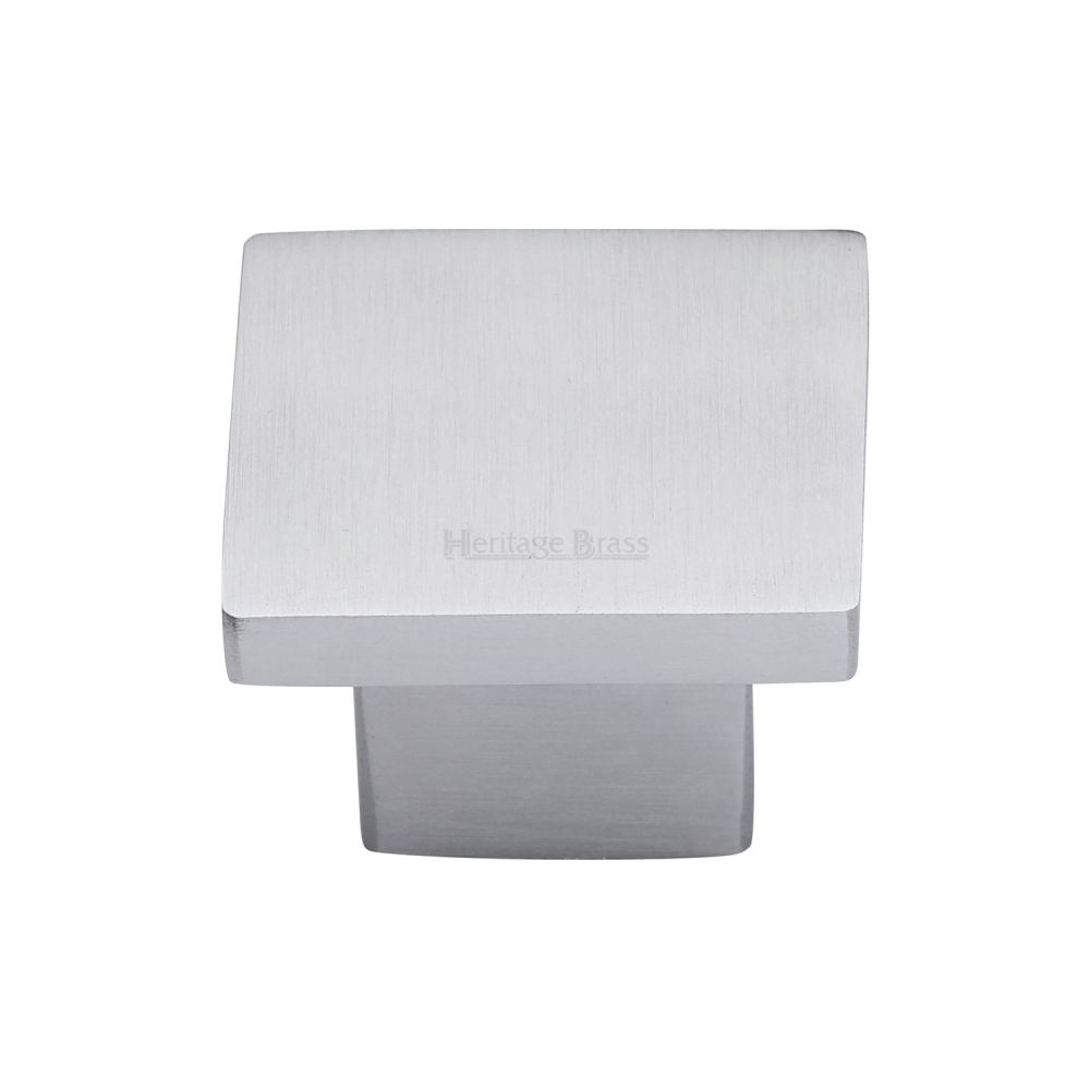 This is an image of a Heritage Brass - Cabinet Knob Classic Square Design 32mm Satin Chrome Finish, c1254-32-sc that is available to order from T.H Wiggans Ironmongery in Kendal.