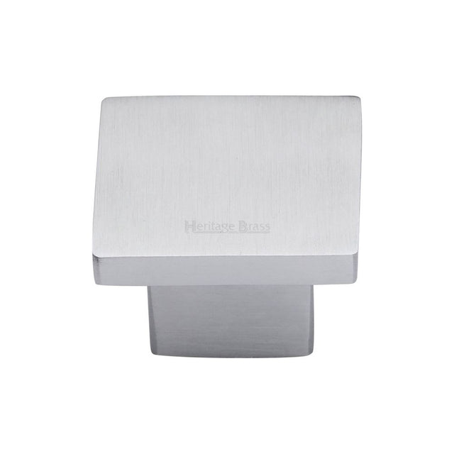 This is an image of a Heritage Brass - Cabinet Knob Classic Square Design 32mm Satin Chrome Finish, c1254-32-sc that is available to order from T.H Wiggans Ironmongery in Kendal.