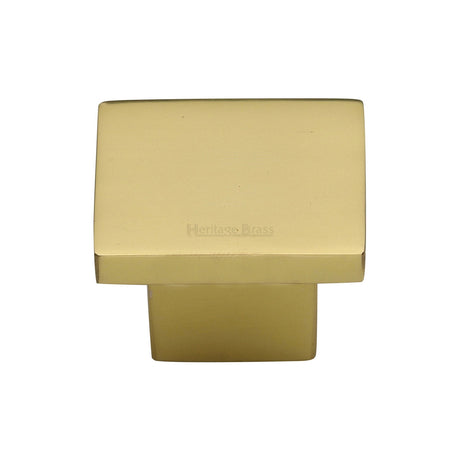 This is an image of a Heritage Brass - Cabinet Knob Classic Square Design 32mm Unlacquered Polished Brass finish, c1254-32-ulb that is available to order from T.H Wiggans Ironmongery in Kendal.