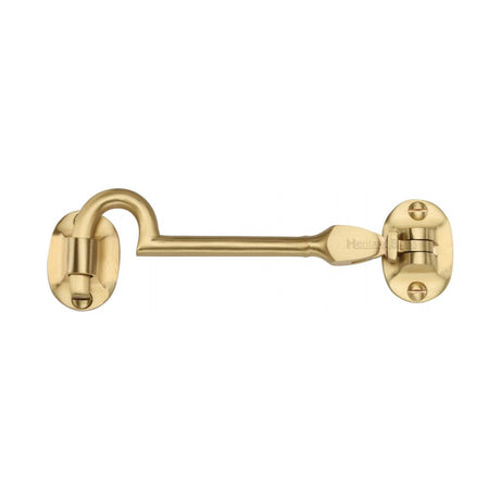 This is an image of a Heritage Brass - Cabin Hook 4" Satin Brass Finish, c1530-4-sb that is available to order from T.H Wiggans Ironmongery in Kendal.