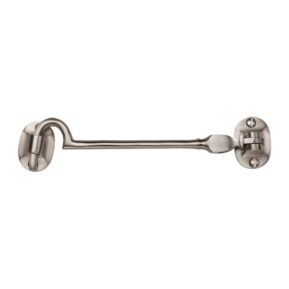 This is an image of a Heritage Brass - Cabin Hook 6" Satin Nickel Finish, c1530-6-sn that is available to order from T.H Wiggans Ironmongery in Kendal.