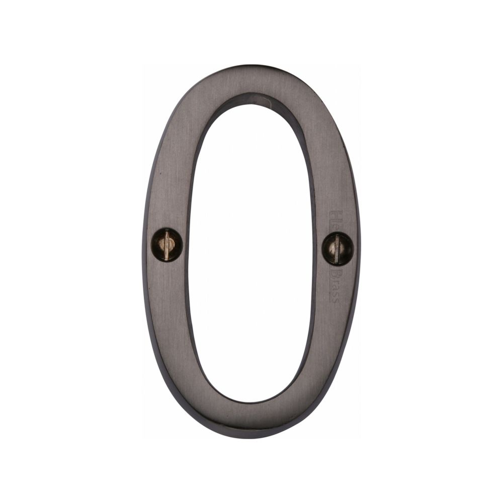 This is an image of a Heritage Brass - Numeral 0 Face Fix 76mm (3") Matt Bronze Finish, c1560-0-mb that is available to order from T.H Wiggans Ironmongery in Kendal.