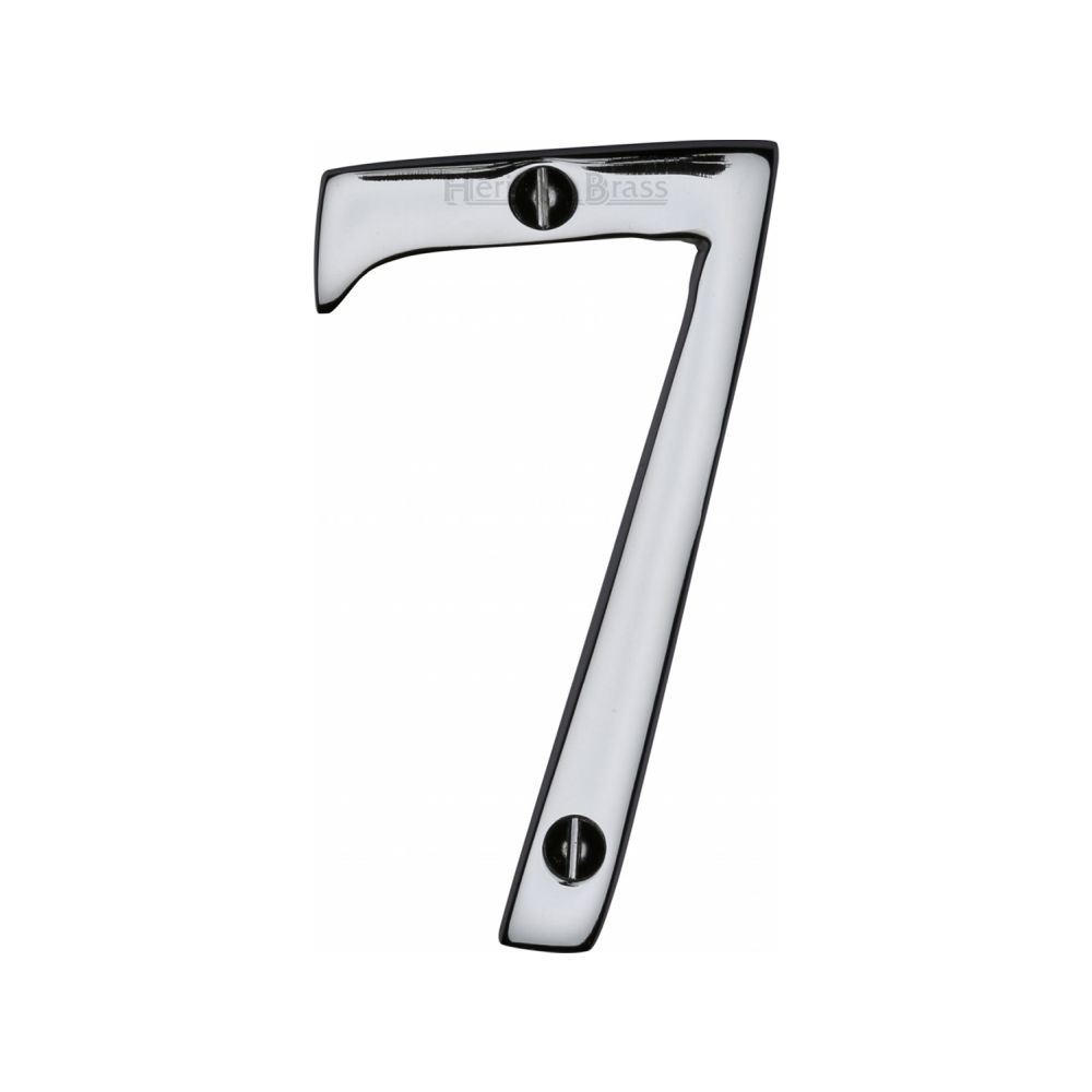 This is an image of a Heritage Brass - Numeral 7 Face Fix 76mm (3") Polished Chrome Finish, c1560-7-pc that is available to order from T.H Wiggans Ironmongery in Kendal.