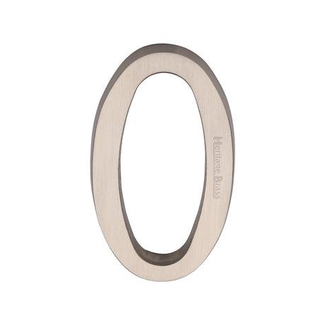 This is an image of a Heritage Brass - Numeral 0 Concealed Fix 76mm (3") Satin Nickel finish, c1564-0-sn that is available to order from T.H Wiggans Ironmongery in Kendal.