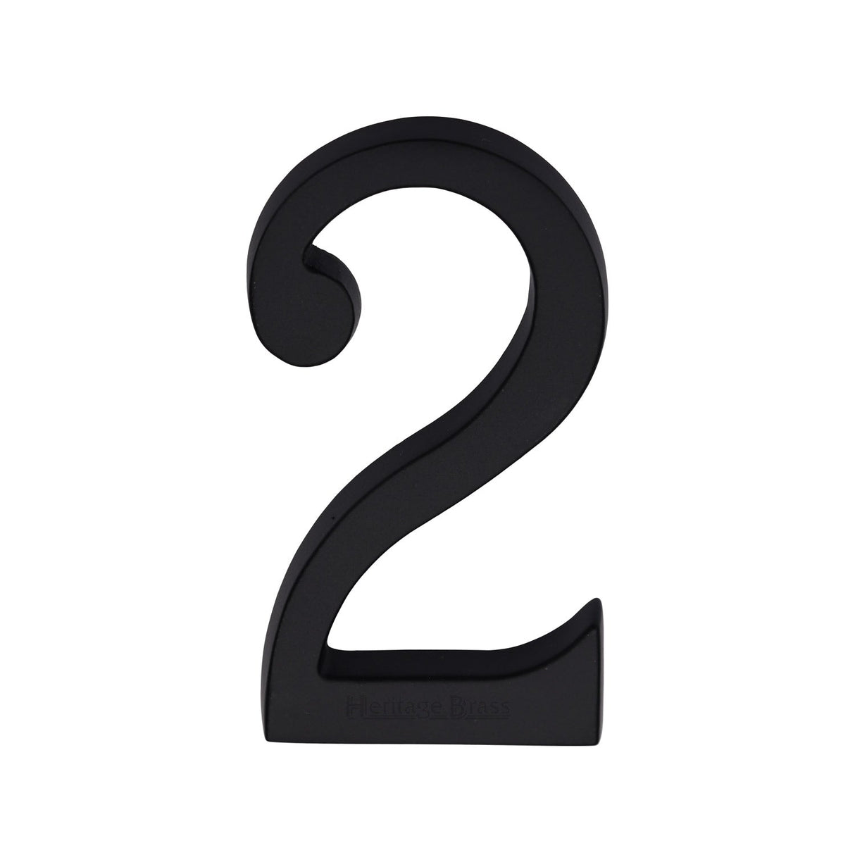 This is an image of a Heritage Brass - Numeral 2 Concealed Fix 76mm (3") Matt Black, c1564-2-bkmt that is available to order from T.H Wiggans Ironmongery in Kendal.