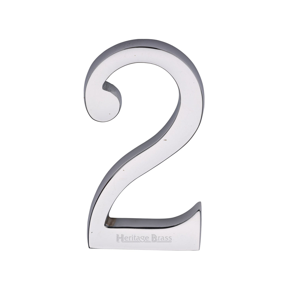 This is an image of a Heritage Brass - Numeral 2 Concealed Fix 76mm (3") Polished Chrome finish, c1564-2-pc that is available to order from T.H Wiggans Ironmongery in Kendal.
