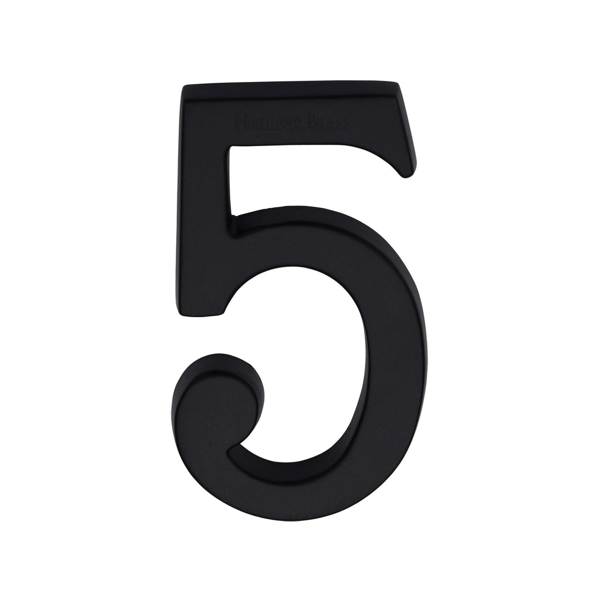 This is an image of a Heritage Brass - Numeral 5 Concealed Fix 76mm (3") Matt Black, c1564-5-bkmt that is available to order from T.H Wiggans Ironmongery in Kendal.