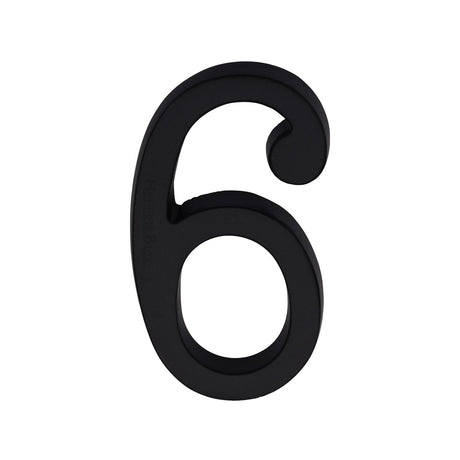 This is an image of a Heritage Brass - Numeral 6 Concealed Fix 76mm (3") Matt Black, c1564-6-bkmt that is available to order from T.H Wiggans Ironmongery in Kendal.