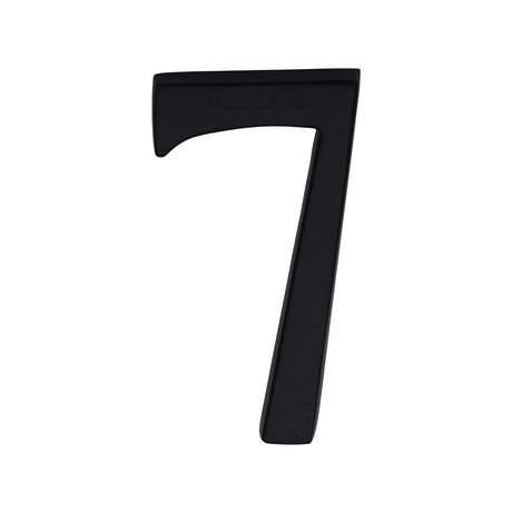 This is an image of a Heritage Brass - Numeral 7 Concealed Fix 76mm (3") Matt Black, c1564-7-bkmt that is available to order from T.H Wiggans Ironmongery in Kendal.