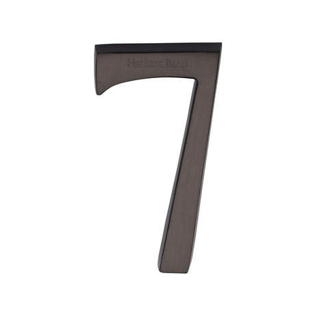 This is an image of a Heritage Brass - Numeral 7 Concealed Fix 76mm (3") Matt Bronze finish, c1564-7-mb that is available to order from T.H Wiggans Ironmongery in Kendal.