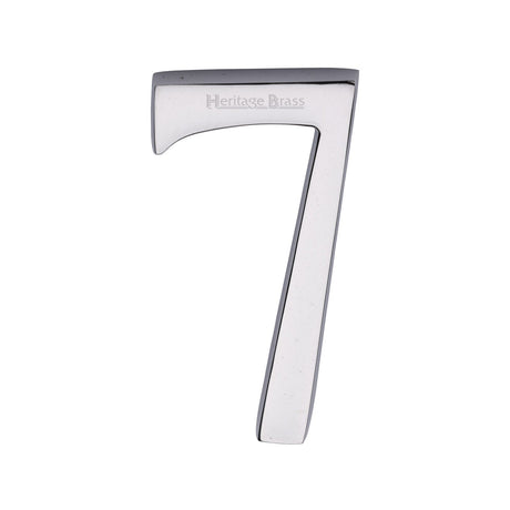 This is an image of a Heritage Brass - Numeral 7 Concealed Fix 76mm (3") Polished Chrome finish, c1564-7-pc that is available to order from T.H Wiggans Ironmongery in Kendal.