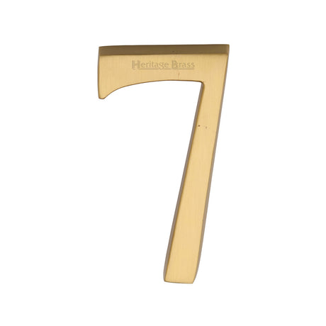 This is an image of a Heritage Brass - Numeral 7 Concealed Fix 76mm (3") Satin Brass finish, c1564-7-sb that is available to order from T.H Wiggans Ironmongery in Kendal.