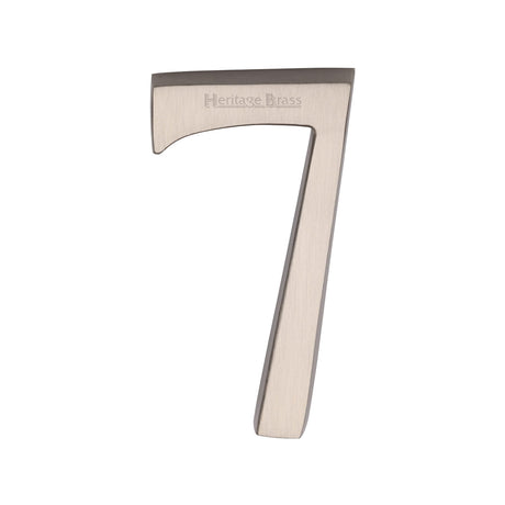 This is an image of a Heritage Brass - Numeral 7 Concealed Fix 76mm (3") Satin Nickel finish, c1564-7-sn that is available to order from T.H Wiggans Ironmongery in Kendal.
