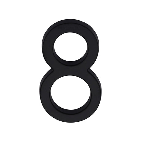 This is an image of a Heritage Brass - Numeral 8 Concealed Fix 76mm (3") Matt Black, c1564-8-bkmt that is available to order from T.H Wiggans Ironmongery in Kendal.