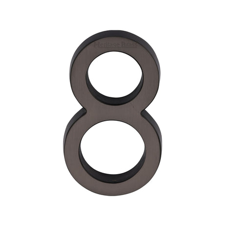 This is an image of a Heritage Brass - Numeral 8 Concealed Fix 76mm (3") Matt Bronze finish, c1564-8-mb that is available to order from T.H Wiggans Ironmongery in Kendal.