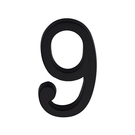 This is an image of a Heritage Brass - Numeral 9 Concealed Fix 76mm (3) Matt Black, c1564-9-bkmt that is available to order from T.H Wiggans Ironmongery in Kendal.