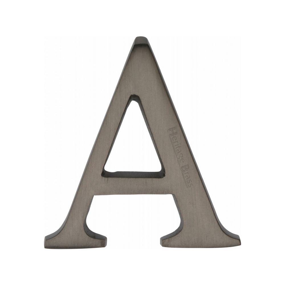 This is an image of a Heritage Brass - Alphabet A Pin Fix 51mm (2") Matt Bronze Finish, c1565-2-a-mb that is available to order from T.H Wiggans Ironmongery in Kendal.