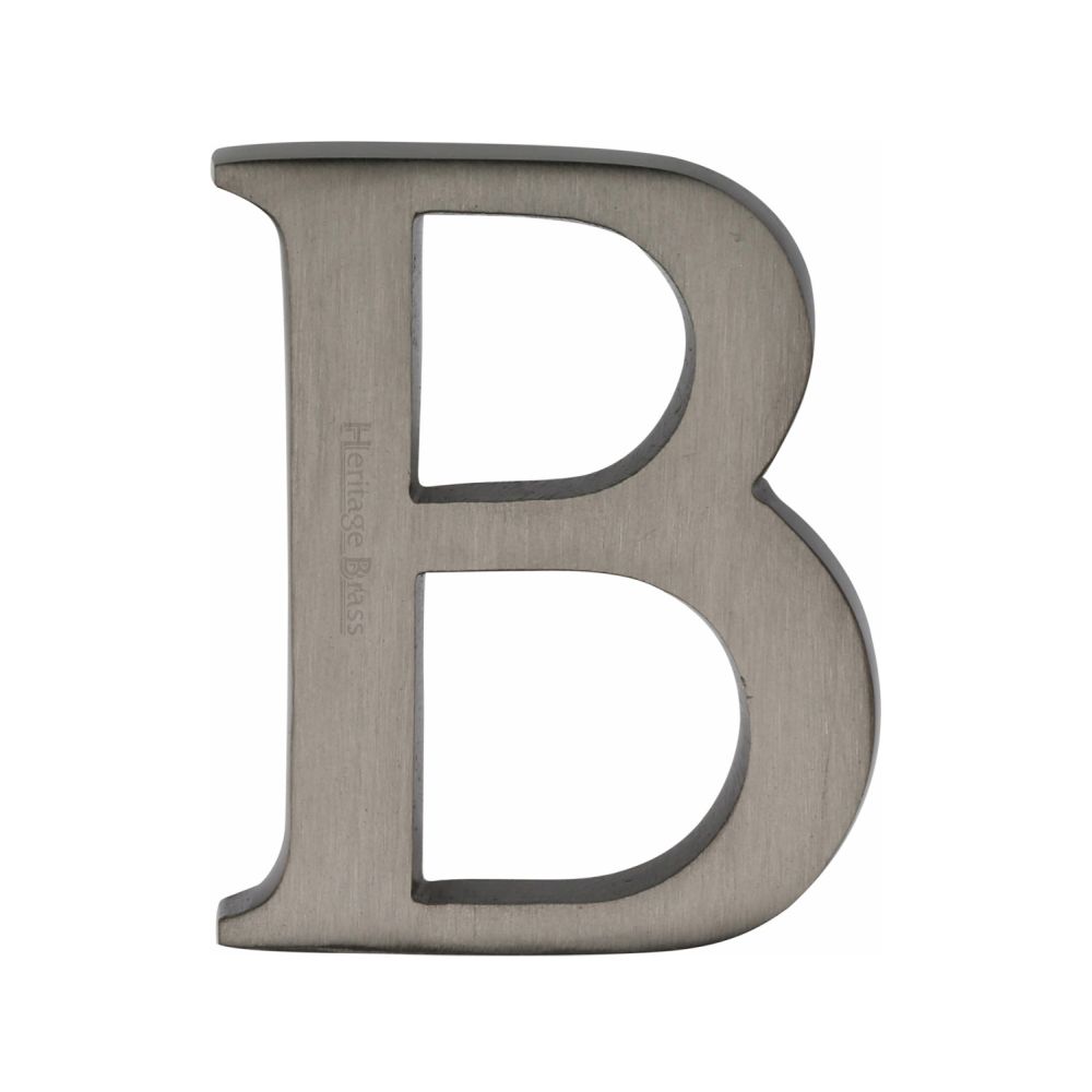 This is an image of a Heritage Brass - Alphabet B Pin Fix 51mm (2") Matt Bronze Finish, c1565-2-b-mb that is available to order from T.H Wiggans Ironmongery in Kendal.
