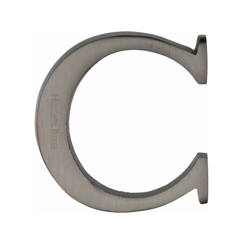 This is an image of a Heritage Brass - Alphabet C Pin Fix 51mm (2") Matt Bronze Finish, c1565-2-c-mb that is available to order from T.H Wiggans Ironmongery in Kendal.