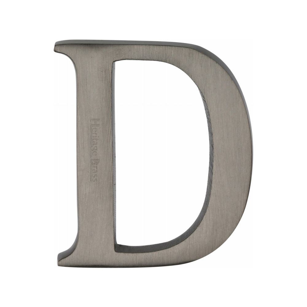 This is an image of a Heritage Brass - Alphabet D Pin Fix 51mm (2") Matt Bronze Finish, c1565-2-d-mb that is available to order from T.H Wiggans Ironmongery in Kendal.