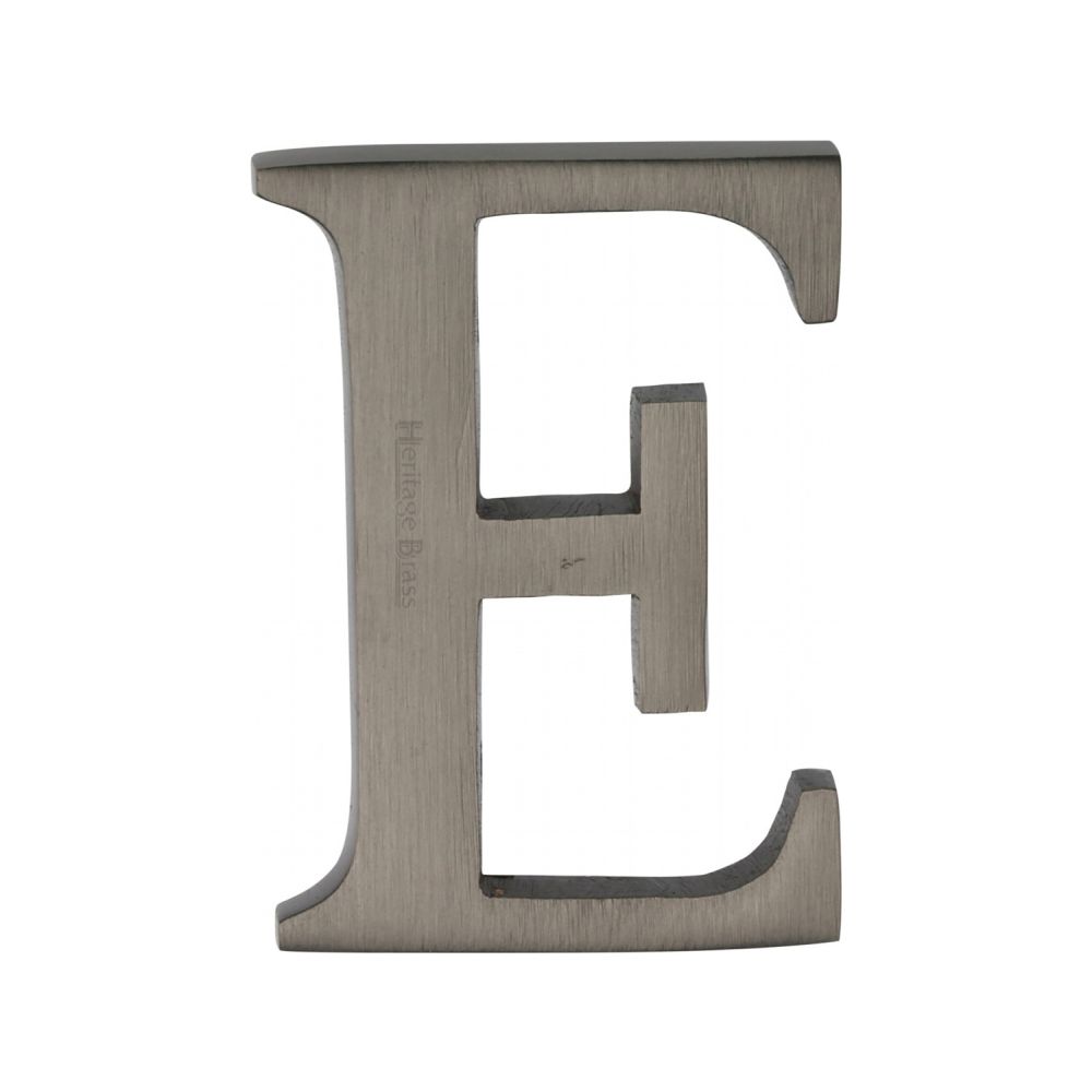 This is an image of a Heritage Brass - Alphabet E Pin Fix 51mm (2") Matt Bronze Finish, c1565-2-e-mb that is available to order from T.H Wiggans Ironmongery in Kendal.