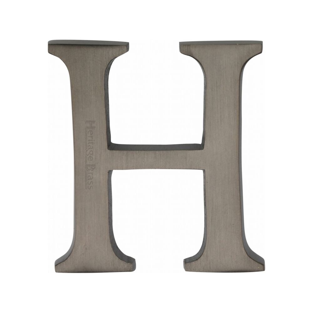 This is an image of a Heritage Brass - Alphabet H Pin Fix 51mm (2") Matt Bronze Finish, c1565-2-h-mb that is available to order from T.H Wiggans Ironmongery in Kendal.