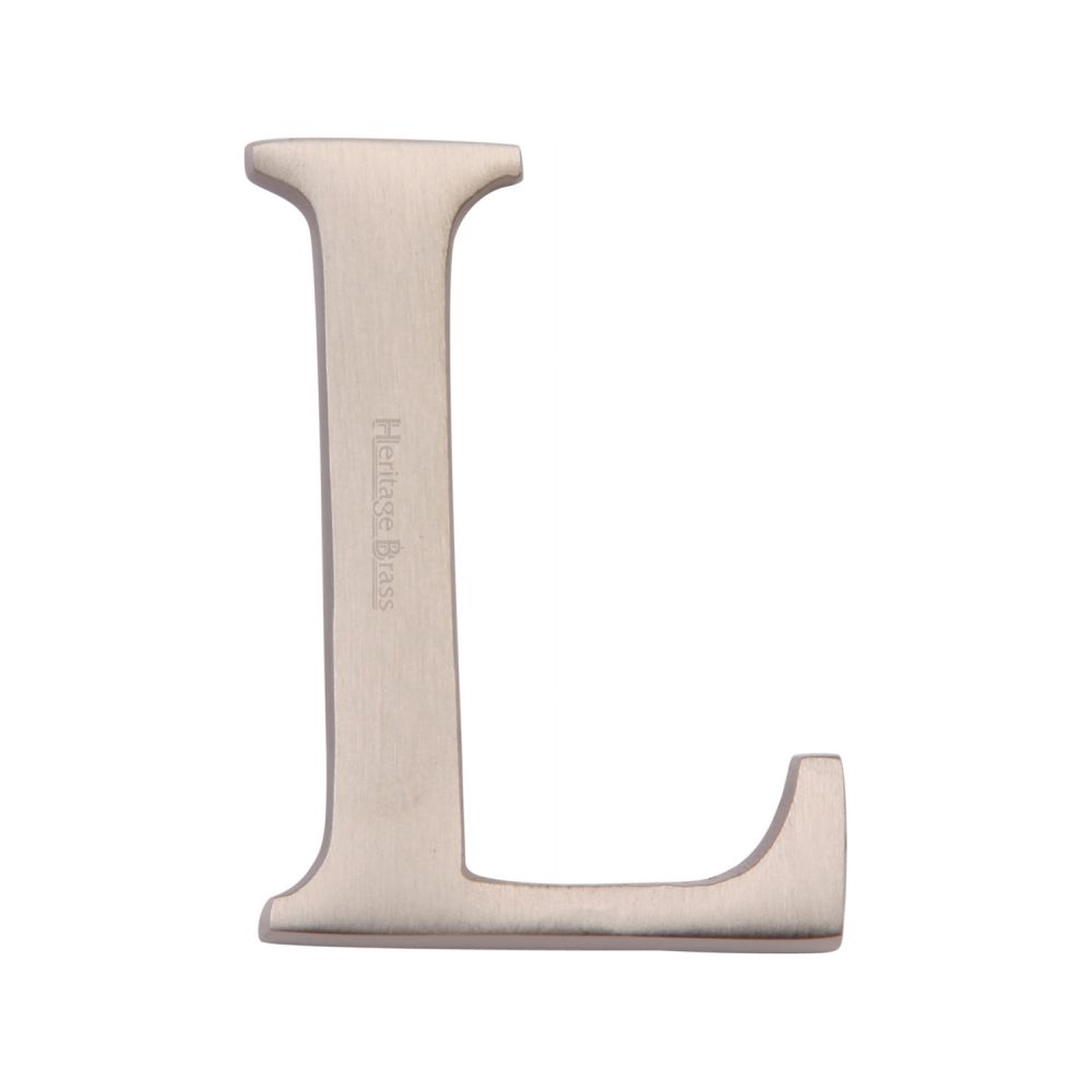 This is an image of a Heritage Brass - Alphabet L Pin Fix 51mm (2") Satin Nickel Finish, c1565-2-l-sn that is available to order from T.H Wiggans Ironmongery in Kendal.