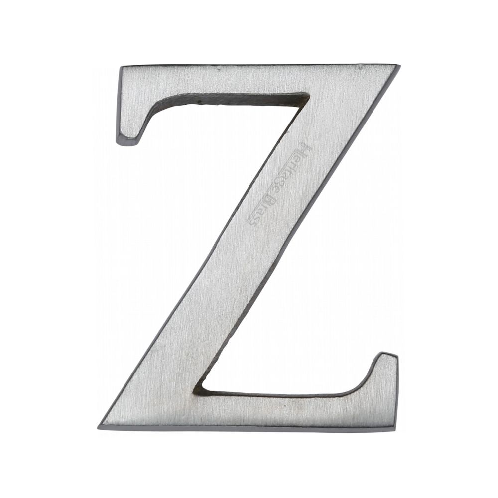 This is an image of a Heritage Brass - Alphabet Z Pin Fix 51mm (2") Satin Chrome Finish, c1565-2-z-sc that is available to order from T.H Wiggans Ironmongery in Kendal.