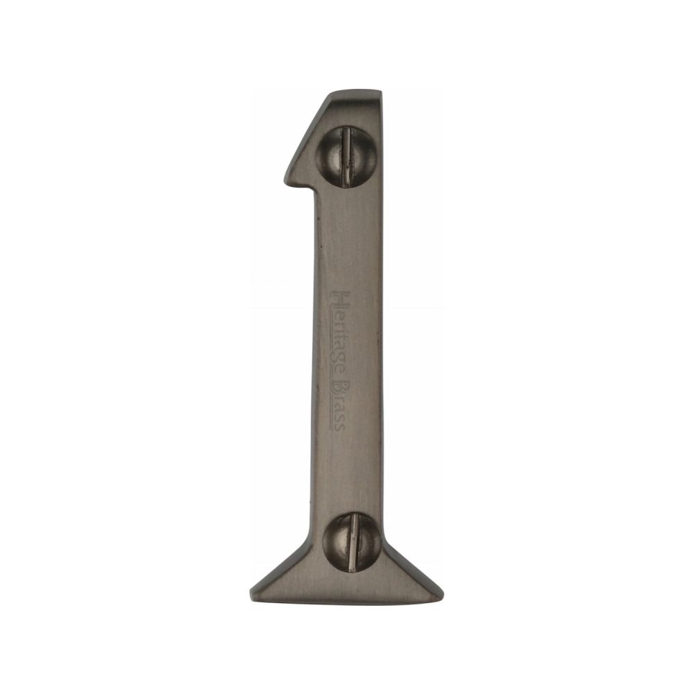 This is an image of a Heritage Brass - Numeral 1 Face Fix 51mm (2") Matt Bronze Finish, c1567-1-mb that is available to order from T.H Wiggans Ironmongery in Kendal.