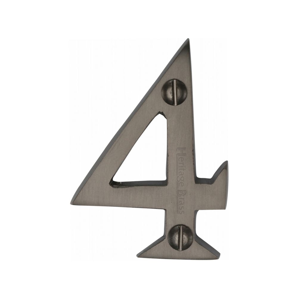 This is an image of a Heritage Brass - Numeral 4 Face Fix 51mm (2") Matt Bronze Finish, c1567-4-mb that is available to order from T.H Wiggans Ironmongery in Kendal.